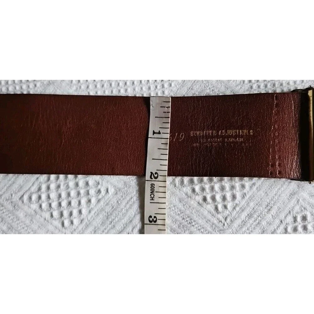 VTG Schaffer Bronze Buckle Brown Leather Belt RARE NWOT SZ S/M